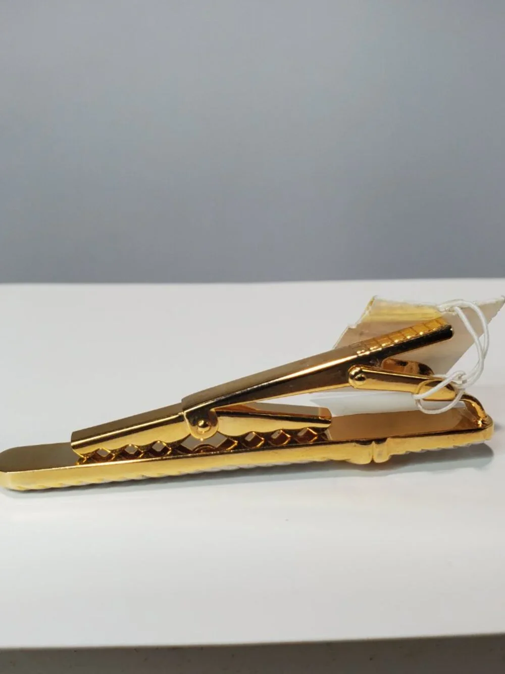 14K Gold-Plated Brass with Rhinestones Tie Clip & Cufflinks 3 Pc Set